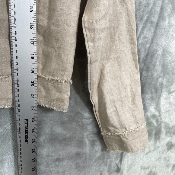 Tommy Bahama 100%  Linen Small Jacket  Beige Raw Edge Button Up  Neutral Summer - Picture 6 of 7